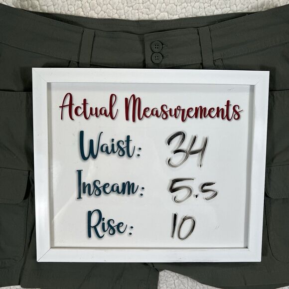 Eddie Bauer Summer Trail Shorts Women’s 12 (Actual 34x5.5) Green Cargo Hiking - Picture 11 of 11